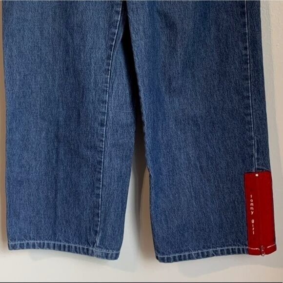 Tommy Jeans Tommy Girl Y2K Women’s Sz 9 Cropped Wide Leg Jeans Embroidered Stars - Picture 4 of 12